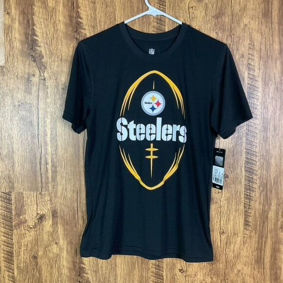 NWT NFL Team Apparel Steelers Black T-Shirt Youth Size Large Polyester - Picture 1 of 6